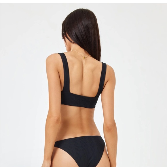 NWT Pointelle Rib Willow Bikini Top size medium black gold - Picture 4 of 7